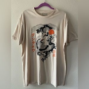 Japanese Style Graphic Tee | Size L | Cream | New
